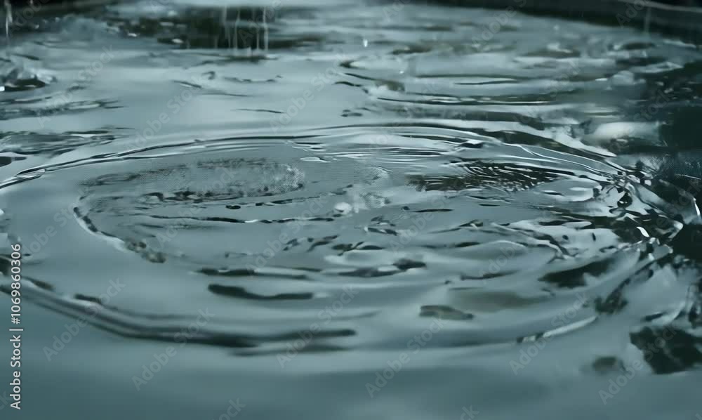 macro view of raindrops rippling on water surface macro view of raindrops rippling on water surface
