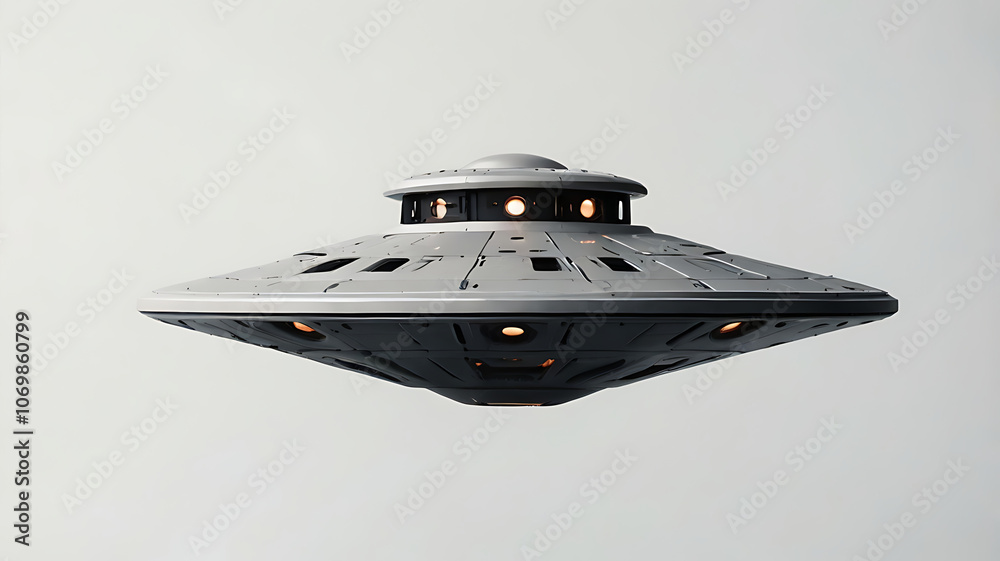 Minimalistic icon of a UFO symbol representing alien life and outer space on white background. Minimalistic icon of a UFO symbol representing alien life and outer space on white background.