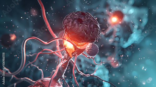 Detailed Human Endocrine System Infographic Illustrating the Role and Function of LH and FSH Hormones photo