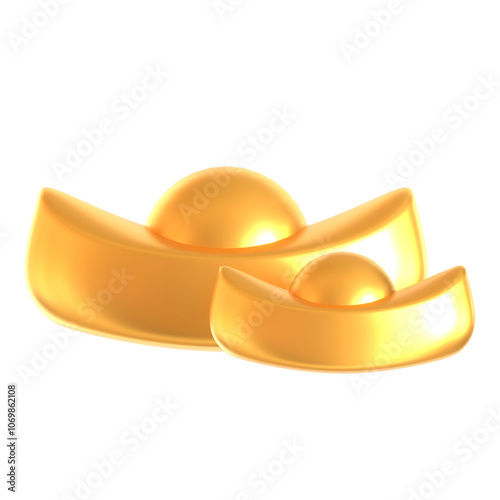 chinese gold ingot 3d icon illustration 