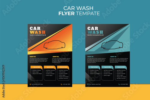 Car Detailing, Auto Detailing Flyer, Car Wash Poster | Abstract Design Car Wash Flyer | Contemporary Car Wash Flyer