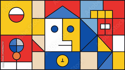 Colorful Geometric Abstract Art with Modernistic Influence