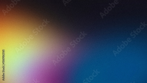 Vibrant colors grainy gradient backdrop. Abstract soft teal blue purple orange color noisy gradient texture, summer poster design, glowing, bright, shine color flow, noise texture, banner