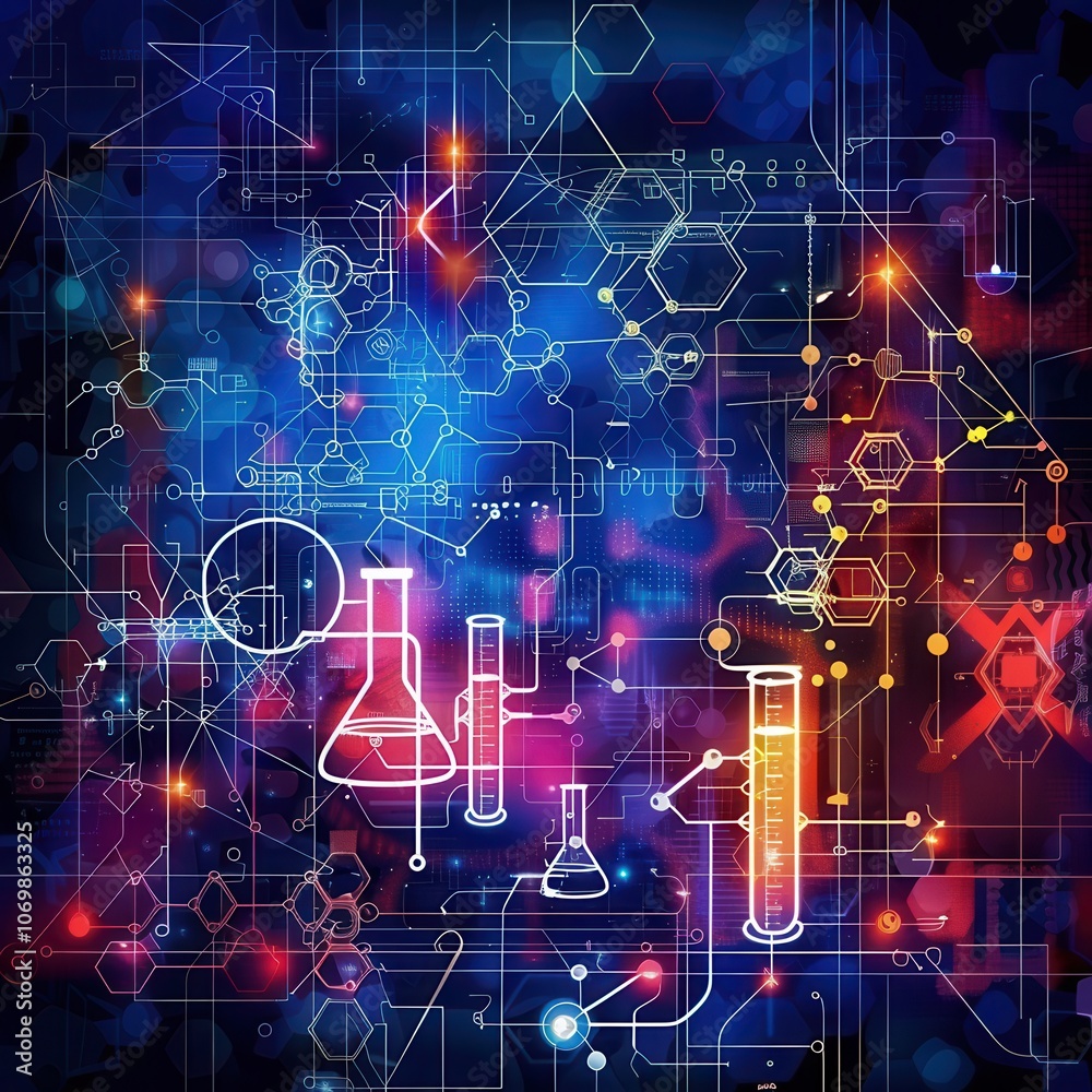 Obraz premium Abstract Chemistry Background with Symbols and Formulas