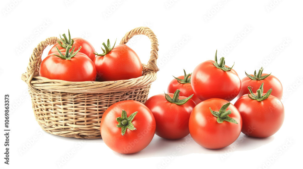 Fresh Tomatoes in Rattan Baskets on a Transparent Background Generative AI Fresh Tomatoes in Rattan Baskets on a Transparent Background Generative AI