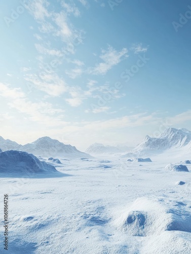 Vast empty winter landscape with clear sky and ample space for text or design elements