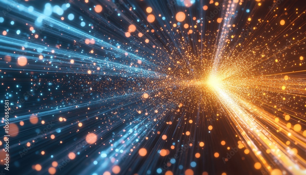 Obraz premium Abstract Digital Background with Blue and Orange Lights