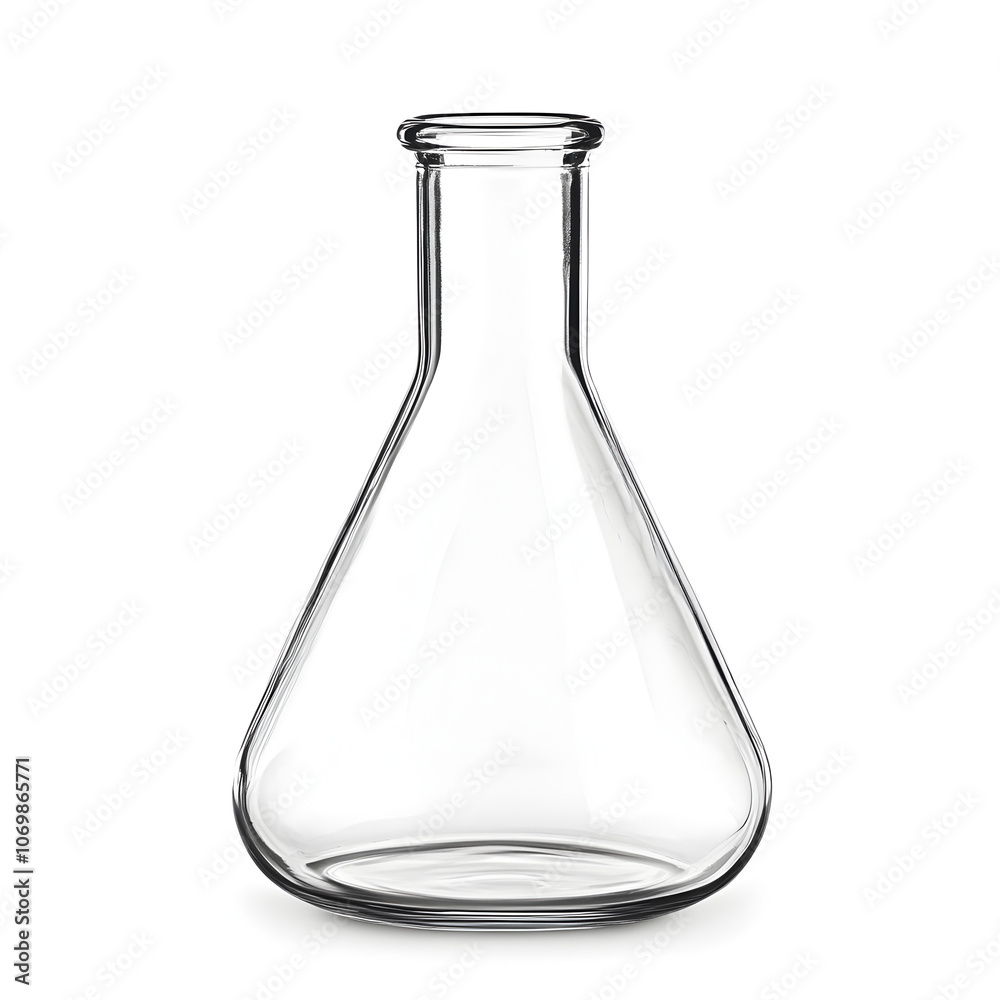 An empty glass Science flask isolated on a white background 