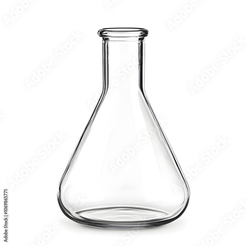 An empty glass Science flask isolated on a white background 