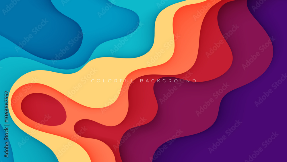 Abstract papercut background colorful wavy shape cutout design vector