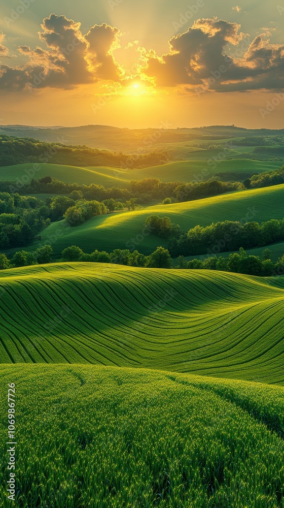 Sunrise over Rolling Green Hills Sunrise over Rolling Green Hills