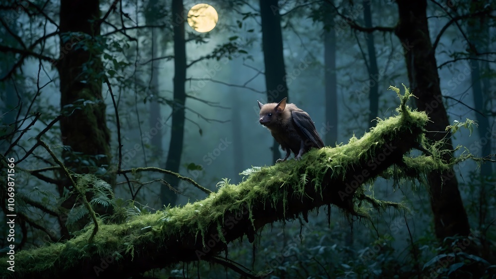 Whispering Mist: A Bernstein’s Bat Under the Moon Whispering Mist: A Bernstein’s Bat Under the Moon