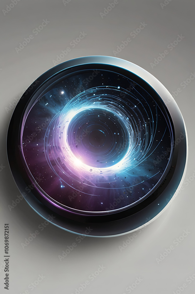 Minimalistic icon of a wormhole symbol representing time travel and dimensions on white background. Minimalistic icon of a wormhole symbol representing time travel and dimensions on white background.