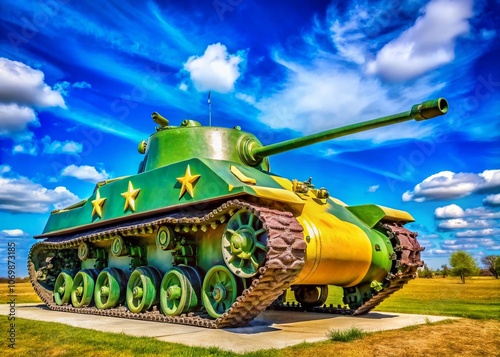 M4A3 Sherman Tank Displayed at Heartland Museum of Military Vehicles in Lexington, Nebraska - April 29, 2021, Emphasizing Military History and Heritage photo