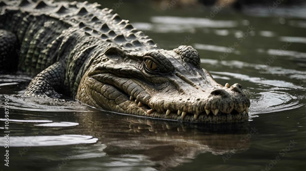 Close-up of a Crocodile in Natural Habitat Close-up of a Crocodile in Natural Habitat