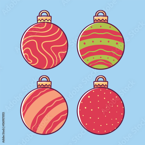 christmas tree ball hand drawn illustration collection