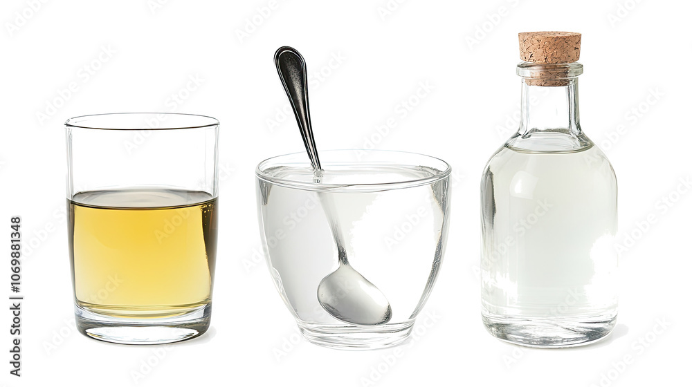 Vials of Liquid and White Vinegar Showcased in a Clean Transparent Setting Generative AI Vials of Liquid and White Vinegar Showcased in a Clean Transparent Setting Generative AI