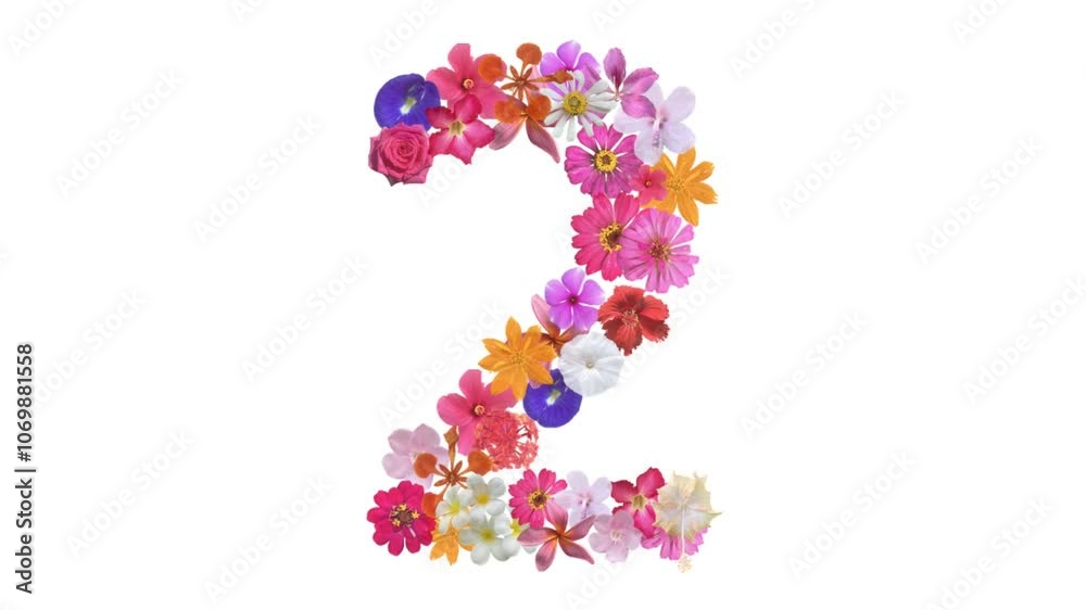 2, Video of numbers formed from growing flowers, suitable for birthday, anniversary and commemoration templates. 2, Video of numbers formed from growing flowers, suitable for birthday, anniversary and commemoration templates.