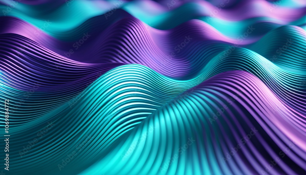 Vibrant abstract waves in purple and teal hues with dynamic flow Vibrant abstract waves in purple and teal hues with dynamic flow
