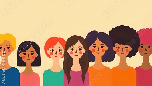 Vibrant People Icons with Unique Hairstyles on Pastel Background for Individuality and Diversity