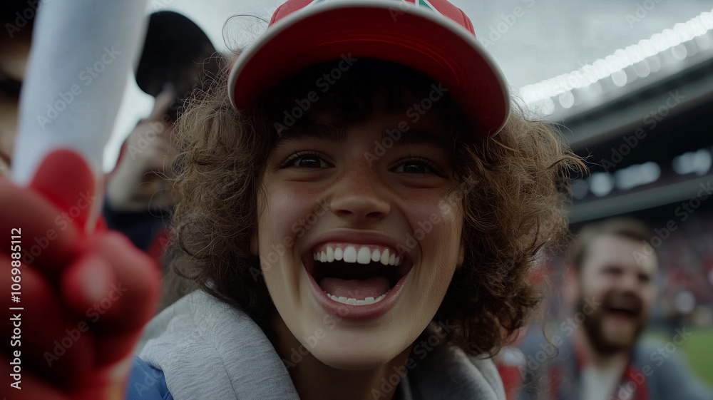 Fototapeta premium Excited fan cheering at a sports event