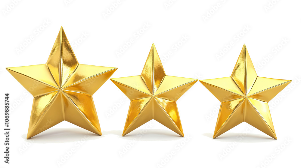 Set of Three Shiny Yellow Stars Isolated on a Transparent Background Generative AI Set of Three Shiny Yellow Stars Isolated on a Transparent Background Generative AI
