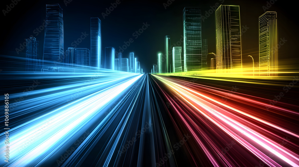 Abstract futuristic cityscape with vibrant lights Abstract futuristic cityscape with vibrant lights