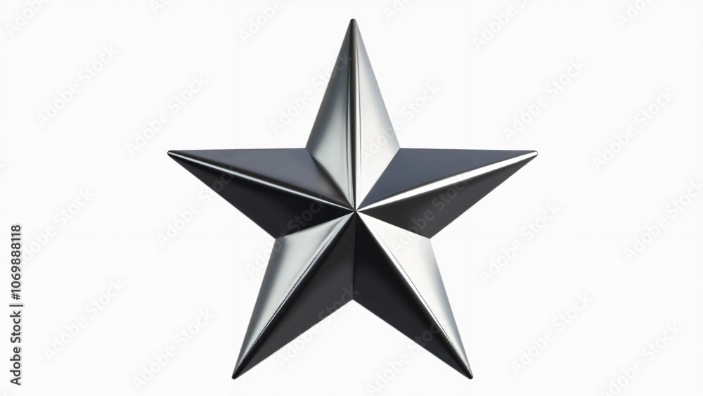 Shiny 3D Metallic Star: Modern Design Element for Logos, Awards, or Digital Media Graphics Shiny 3D Metallic Star: Modern Design Element for Logos, Awards, or Digital Media Graphics