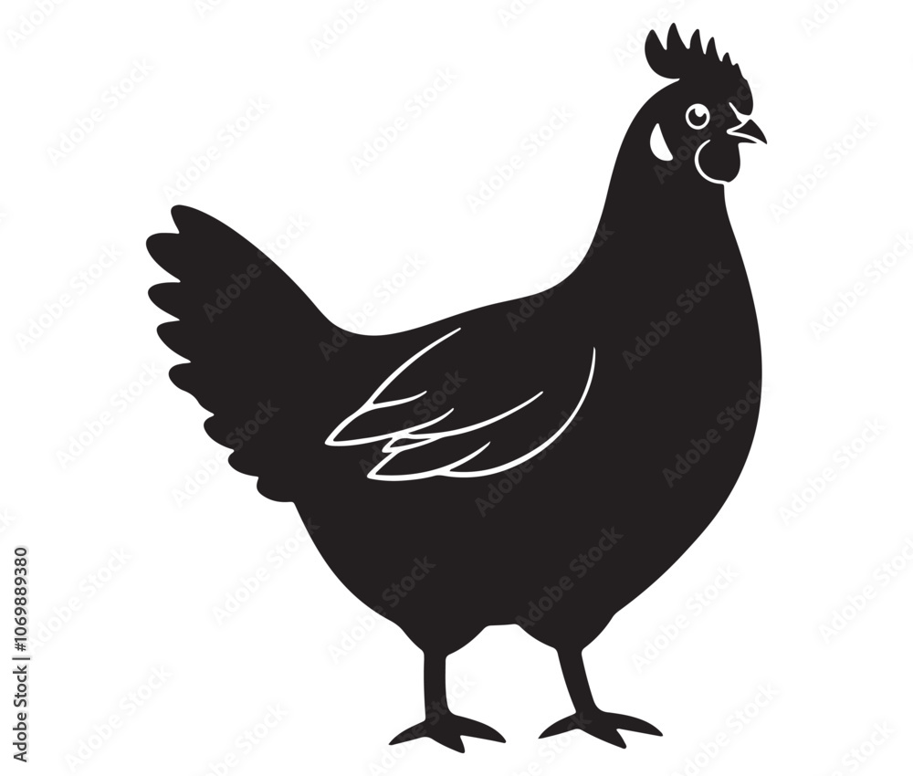 Fototapeta premium Silhouette of a chicken icon, Hen Silhouette Vector Illustration