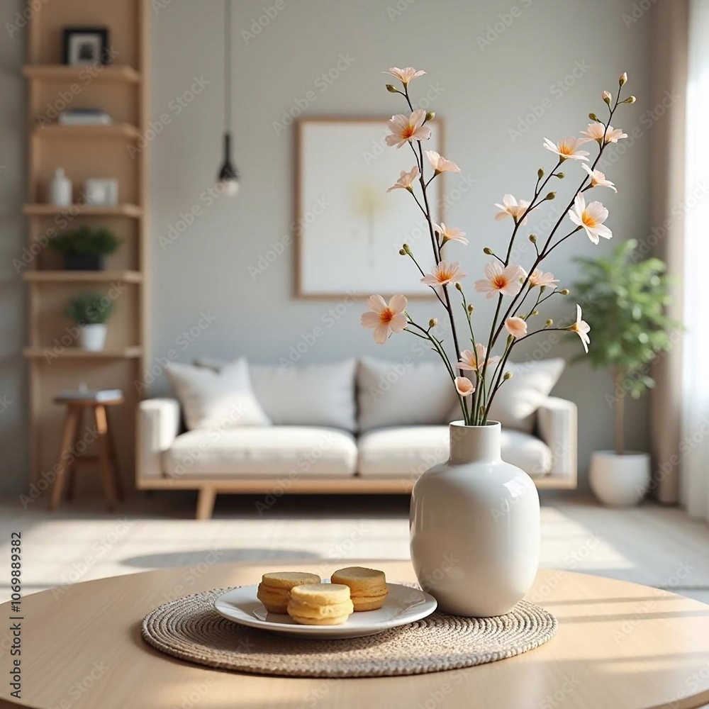 Minimalist Room Interior in Light Gray - Generative AI Minimalist Room Interior in Light Gray - Generative AI