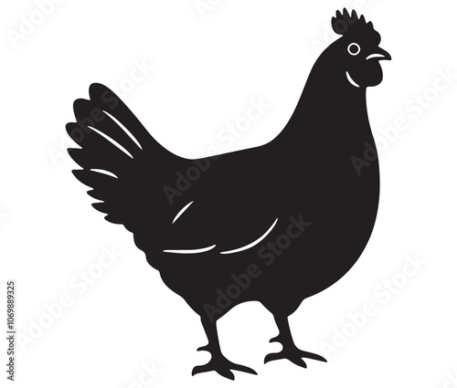 Silhouette of a chicken icon, Hen Silhouette Vector Illustration