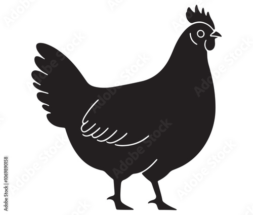 Silhouette of a chicken icon, Hen Silhouette Vector Illustration
