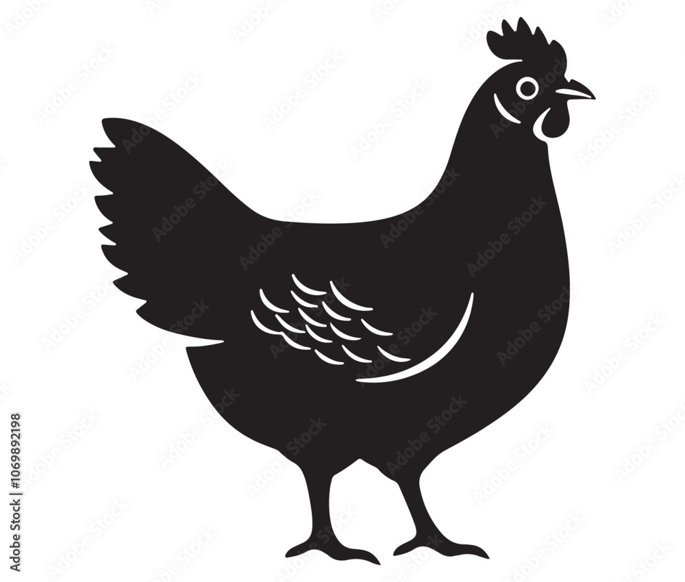 Fototapeta premium Silhouette of a chicken icon, Hen Silhouette Vector Illustration