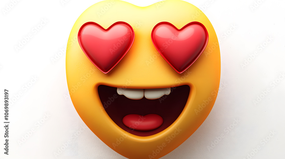 Heart-eyed emoji with a joyful expression Heart-eyed emoji with a joyful expression