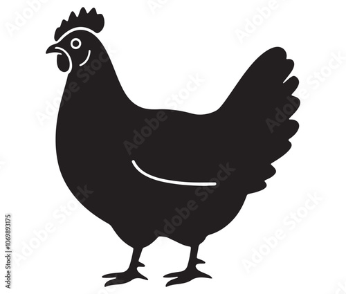 Silhouette of a chicken icon, Hen Silhouette Vector Illustration