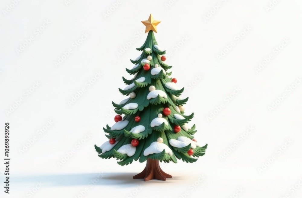 3d illustration: green festive christmas tree on white background 3d illustration: green festive christmas tree on white background