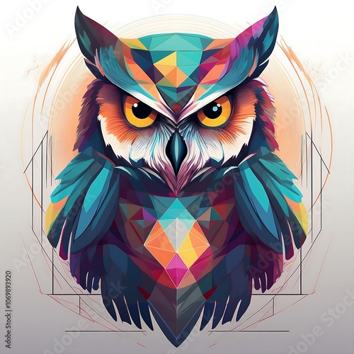 Colorful geometric owl illustration. photo