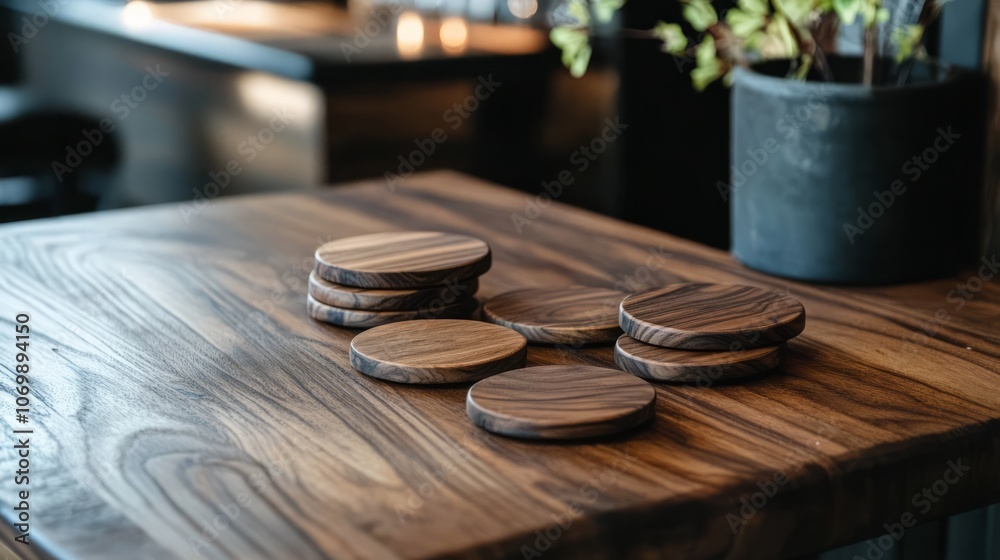 wooden buttons on wooden table wooden buttons on wooden table