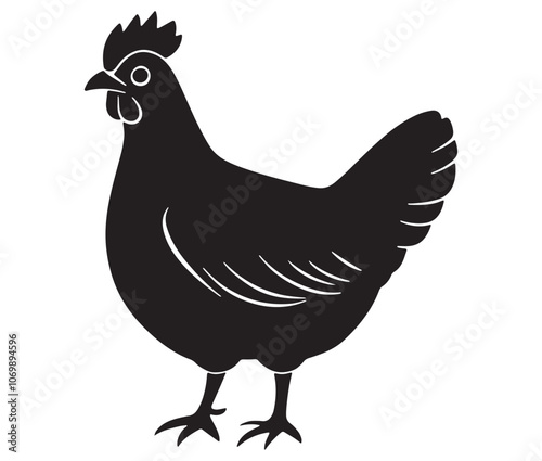 Silhouette of a chicken icon, Hen Silhouette Vector Illustration