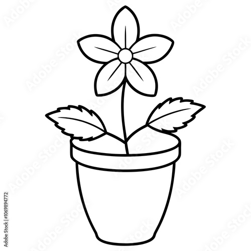 Herbal Peppermint Flower Line Art Illustration.