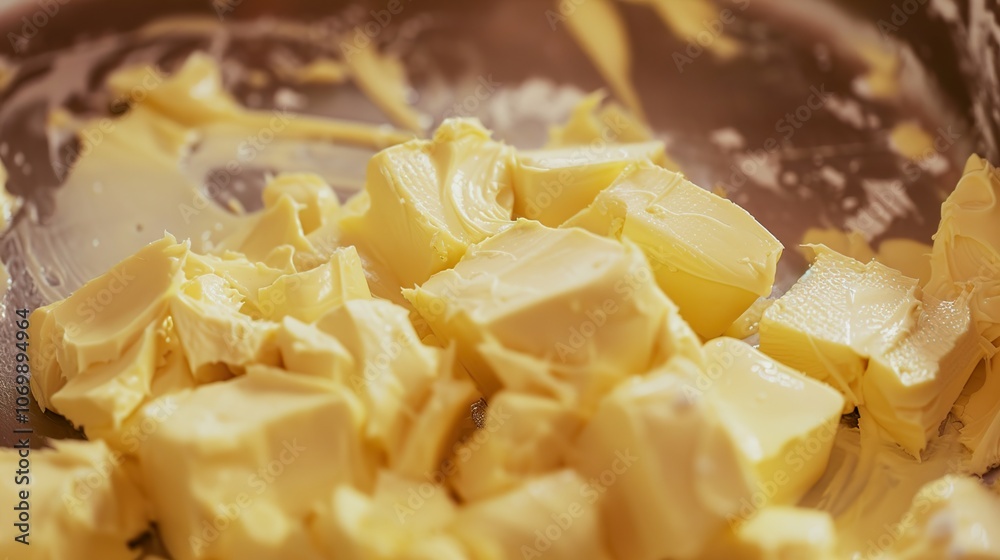 Close-Up of Fresh Butter Cubes, Ready for Cooking Close-Up of Fresh Butter Cubes, Ready for Cooking