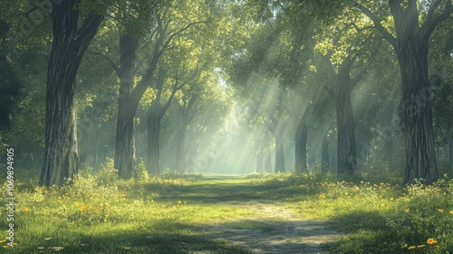 morning mist in the forest