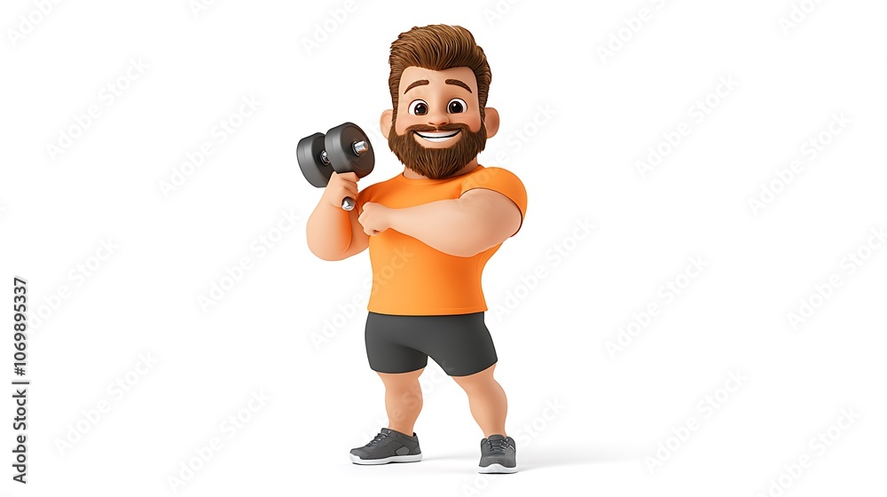 3D Character of a Fitness Coach with Dumbbell 3D Character of a Fitness Coach with Dumbbell