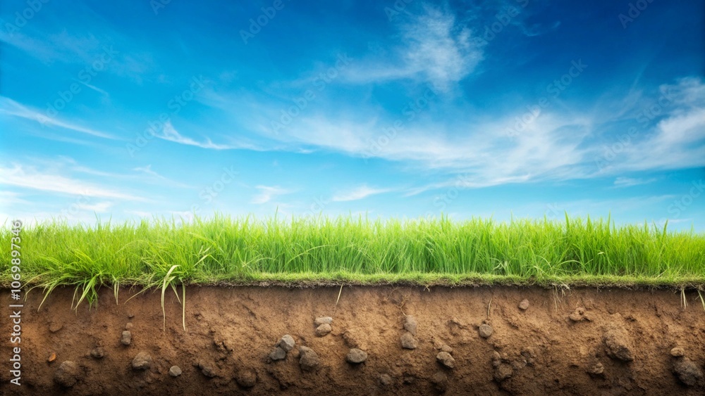 Obraz premium Grass and subsoil, section view