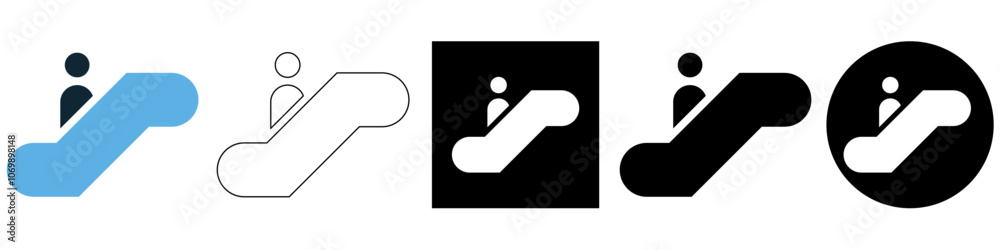 Escalator elevator, people using escalator vector pictogram sign icon symbol ui and ux design, glyphs and stroke line Escalator elevator, people using escalator vector pictogram sign icon symbol ui and ux design, glyphs and stroke line