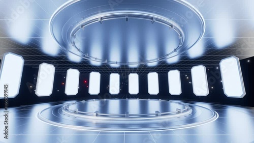 Sci-Fi Style science Space Exhibition Booth Animation,3D rendering
