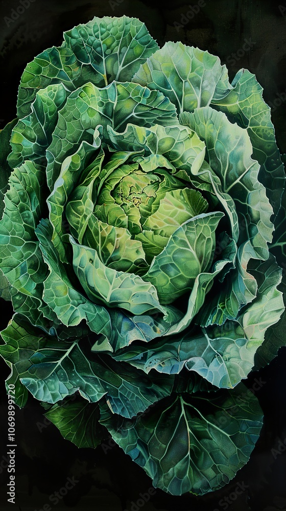 Obraz premium Vibrant Green Cabbage - Close-Up Still Life Photography