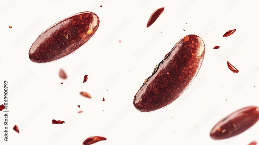 Fototapeta premium Falling Beans Cascade Gracefully Against a Light Backdrop Generative AI