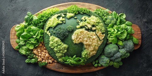 Creative Aerial View of Earth Made from Vegetables