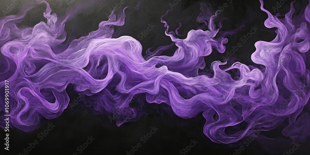 Fototapeta premium A striking abstract representation of purple flames intertwined with smoke set against a dark backdrop creates a compelling and powerful visual impact.